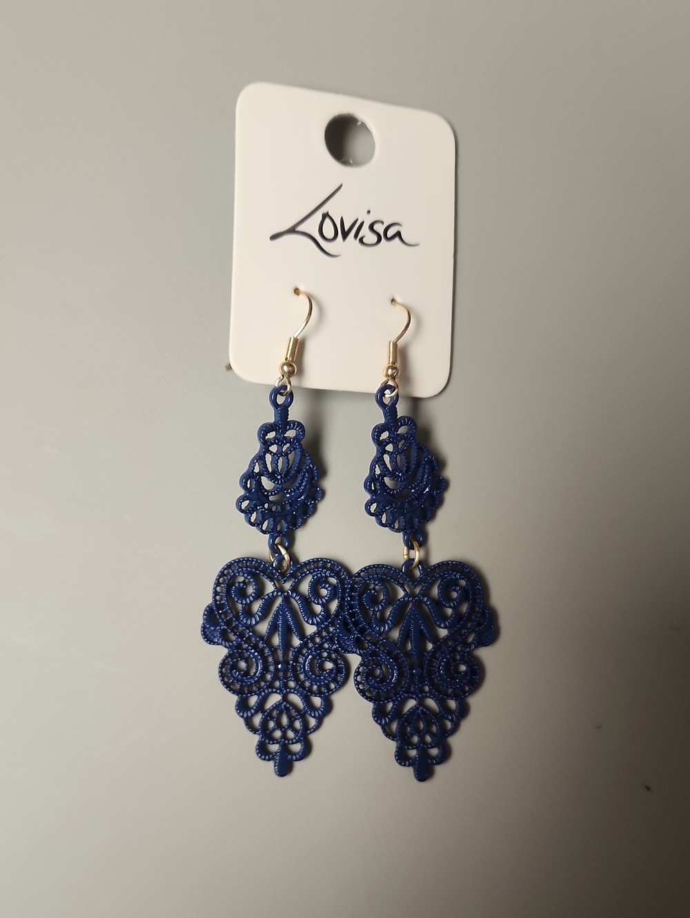 Blue Filigree Drop Earrings